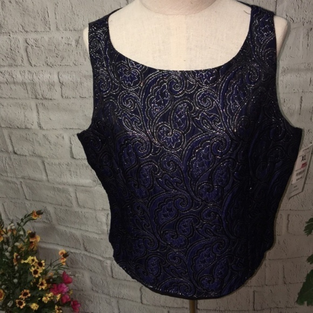 J.B.S  royal blue black dressy top